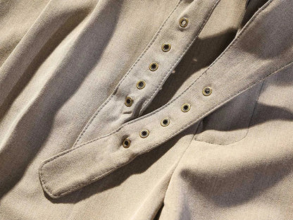 Khaki herringbone pattern tapered pants