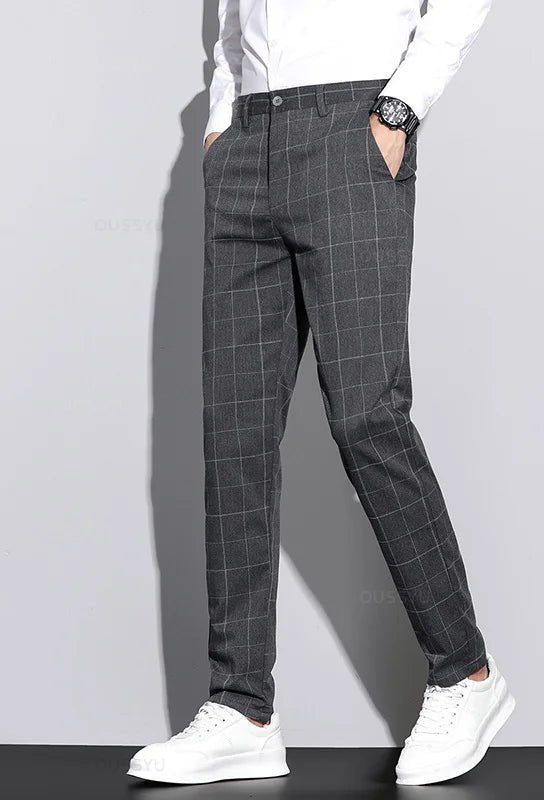 Korean formal checked pants