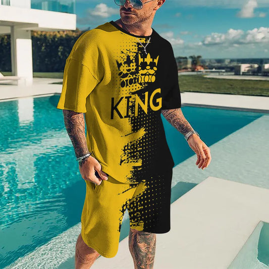 Oversized  T-Shirt & Shorts Set King Yellow