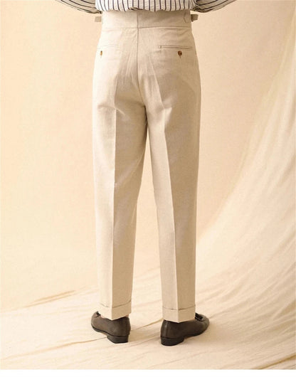 Linen straight fit business pants