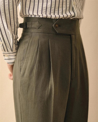 Linen straight fit business pants