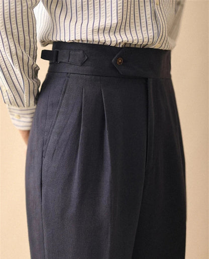 Linen straight fit business pants
