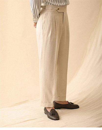 Linen straight fit business pants
