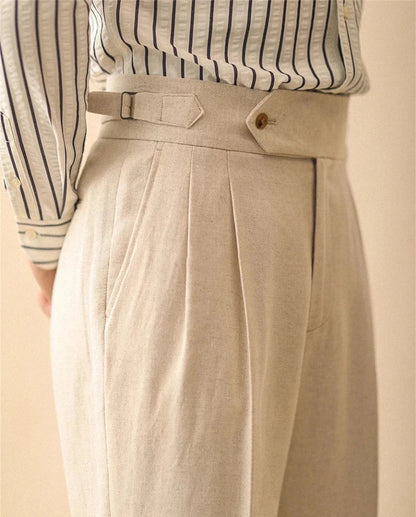 Linen straight fit business pants