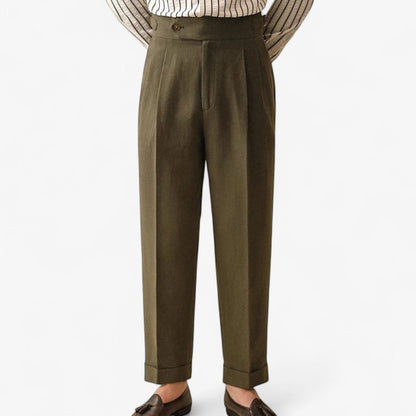 Linen straight fit business pants