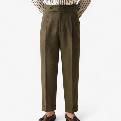 Linen straight fit business pants