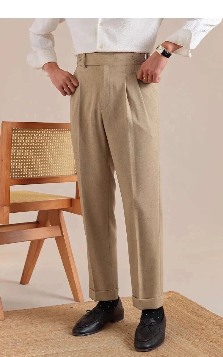 Linen straight fit suit pants