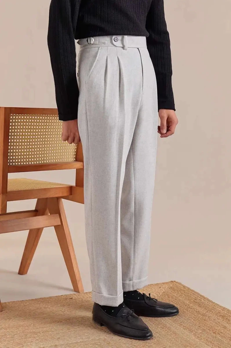 Linen straight fit suit pants