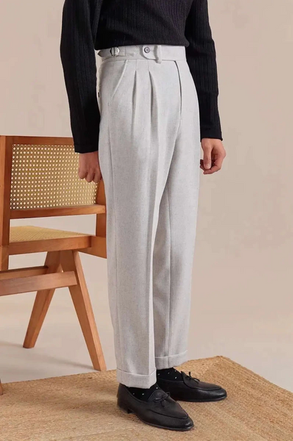 Linen straight fit suit pants