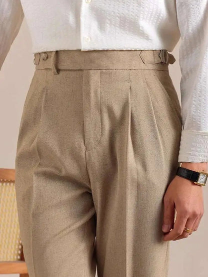 Linen straight fit suit pants