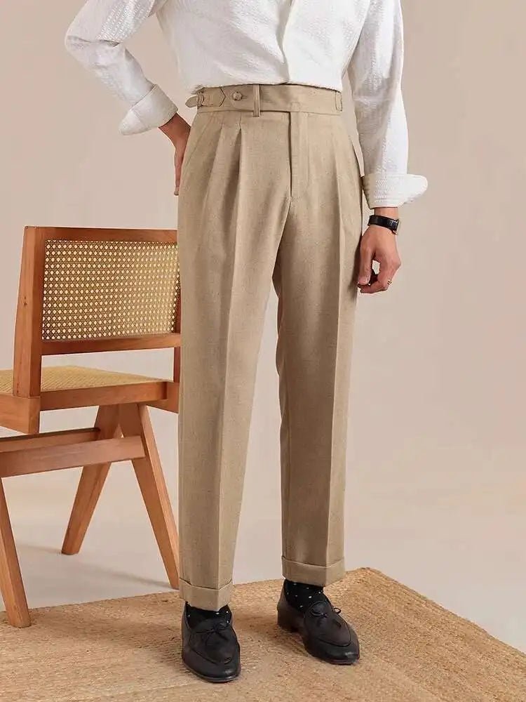 Linen straight fit suit pants