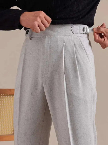 Linen straight fit suit pants