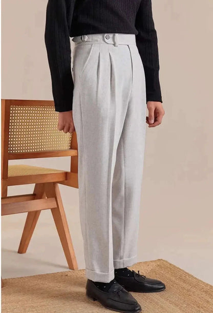 Linen straight fit suit pants