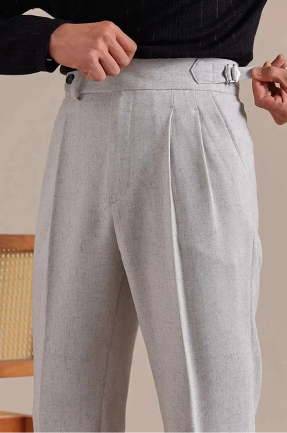 Linen straight fit suit pants
