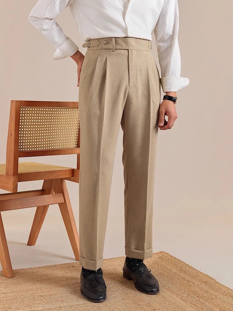 Linen straight fit suit pants