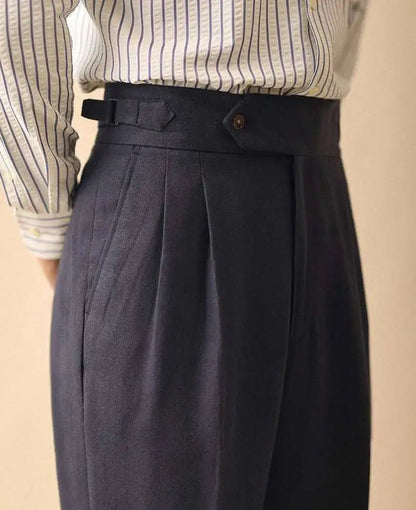 Linen summer high-waist elegant trousers
