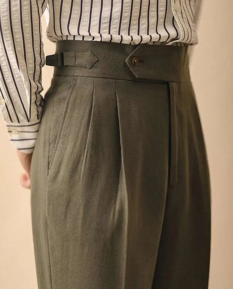 Linen summer high-waist elegant trousers