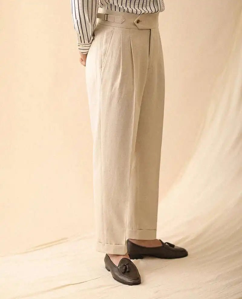 Linen summer high-waist elegant trousers