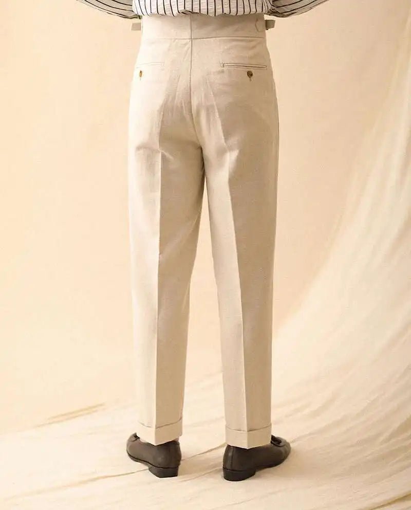 Linen summer high-waist elegant trousers