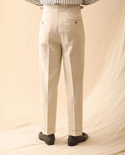 Linen summer high-waist elegant trousers