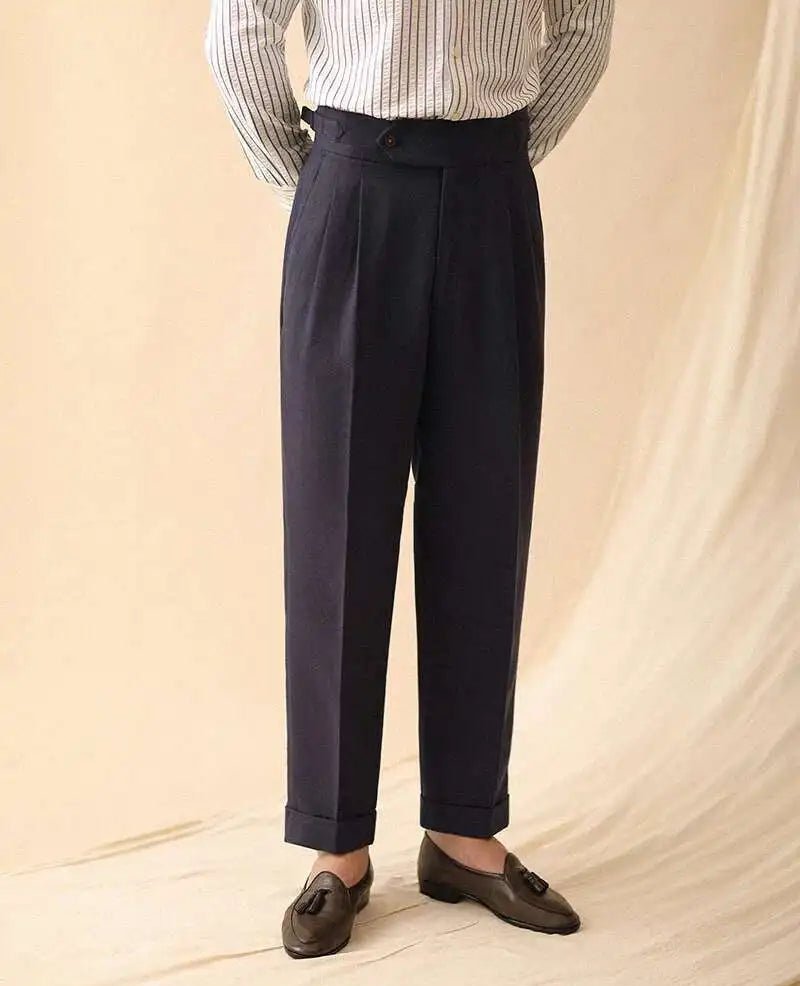 Linen summer high-waist elegant trousers