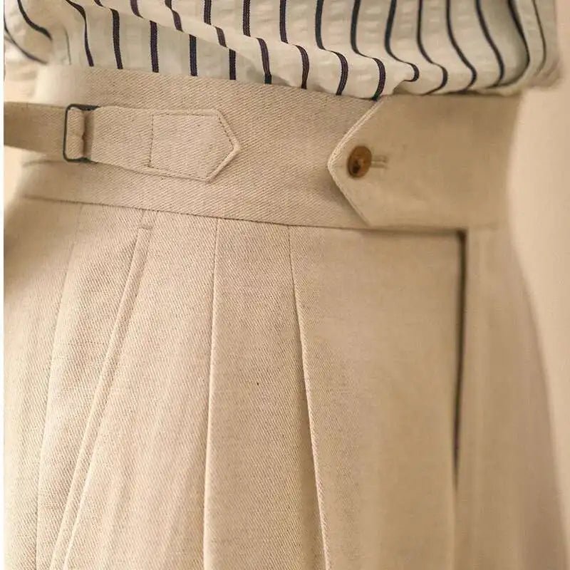 Linen summer high-waist elegant trousers