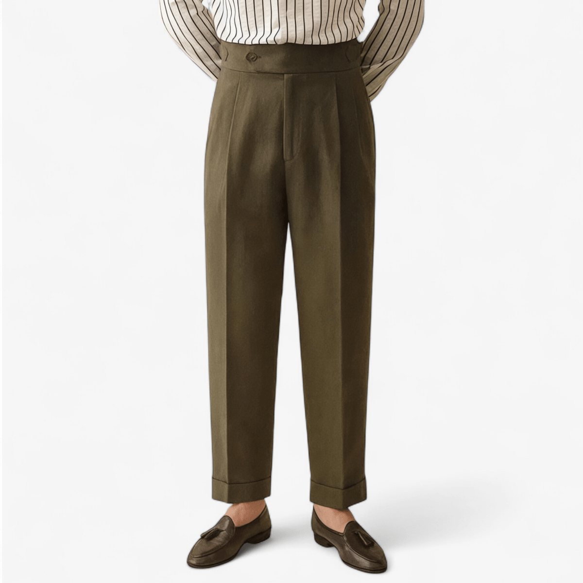 Linen summer high-waist elegant trousers