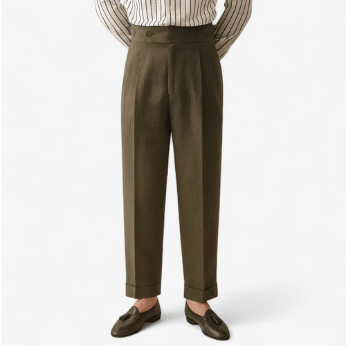 Linen summer high-waist elegant trousers