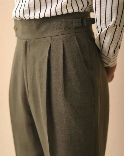 Linen summer high-waist elegant trousers
