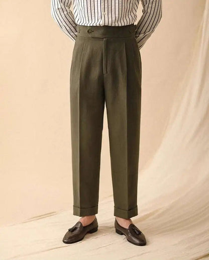 Linen summer high-waist elegant trousers