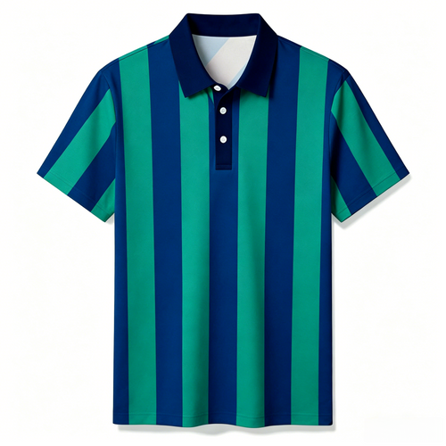 Men’s Striped Print Polo Shirt