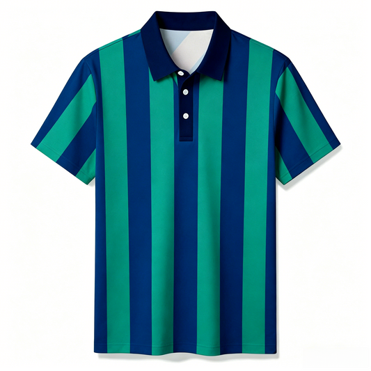 Men’s Striped Print Polo Shirt
