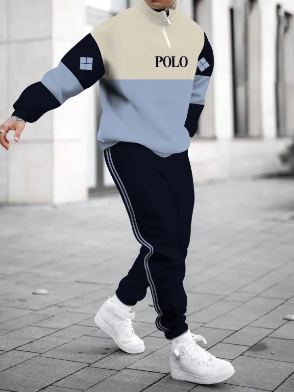 Relaxed Zipper Long Sleeve Two Piece Set