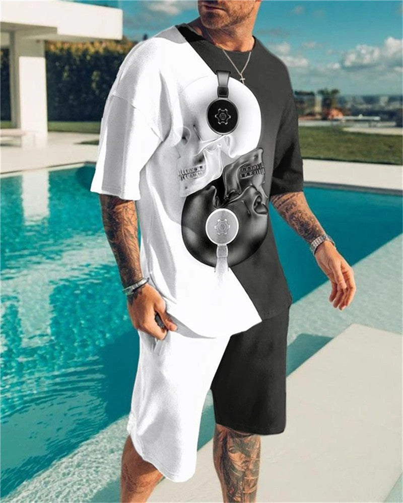 Oversized  T-Shirt & Shorts Set Eight Skull