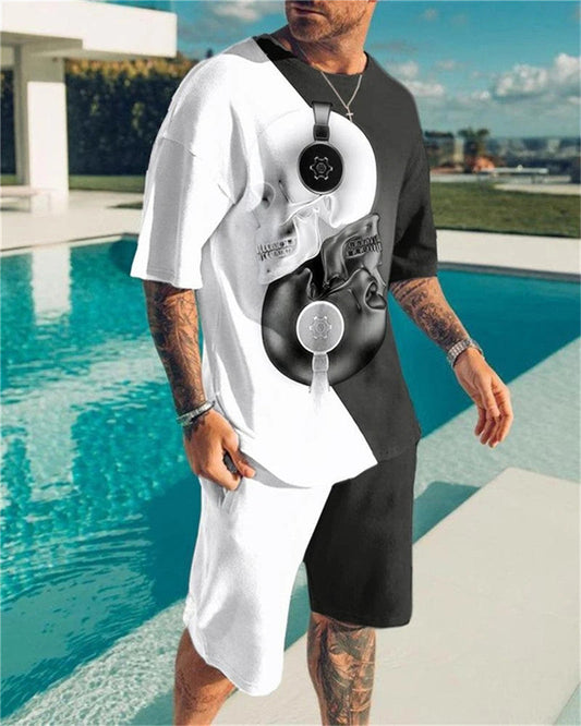 Oversized  T-Shirt & Shorts Set Eight Skull