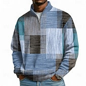 Men's Geometric Plaid Waffle Sweatshirt