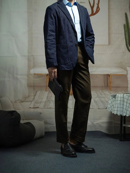 Paris button wool versatile pants