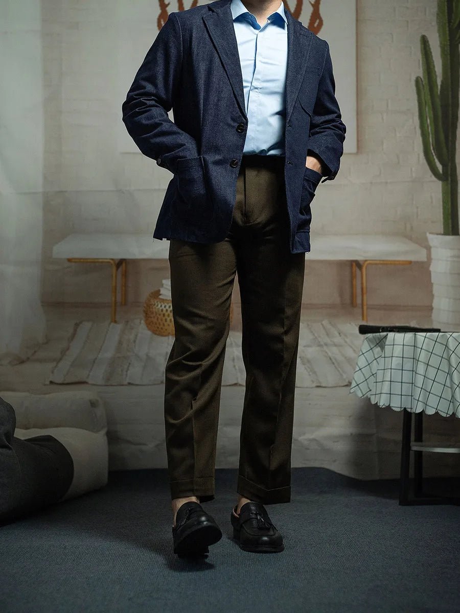 Paris button wool versatile pants