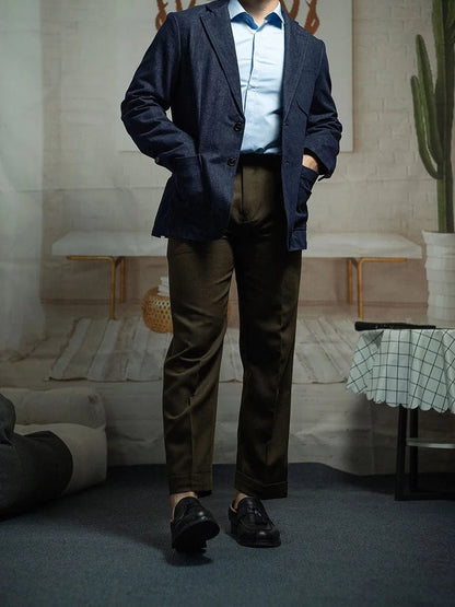 Paris button wool versatile pants