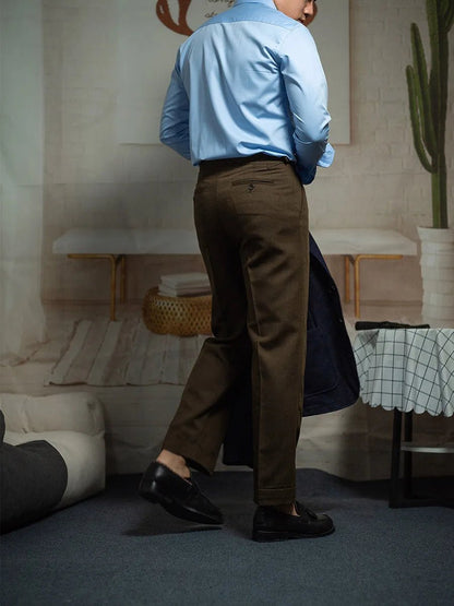 Paris button wool versatile pants