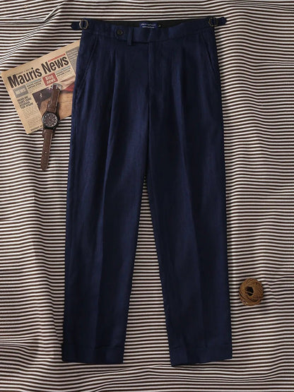 Paris navy blue linen trousers