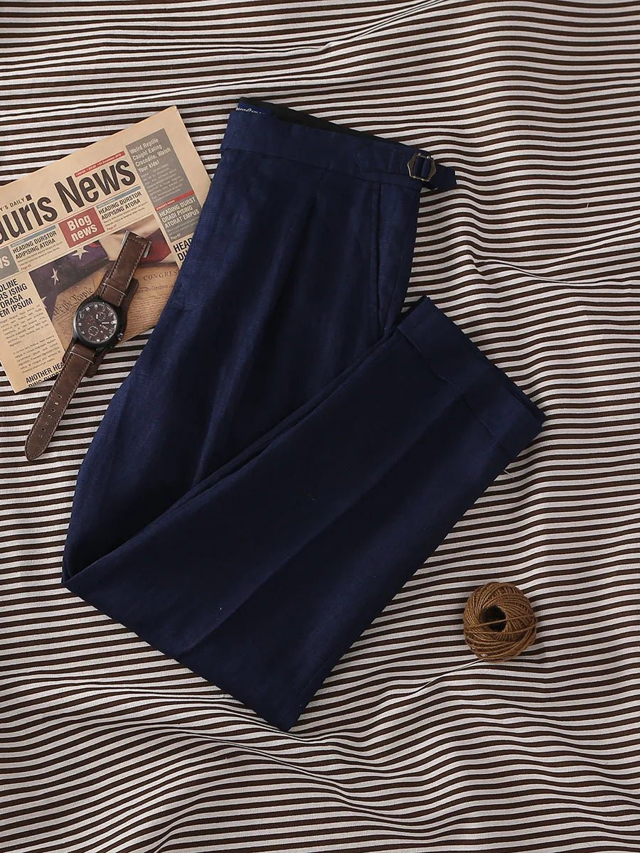 Paris navy blue linen trousers