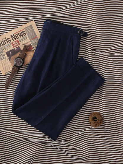 Paris navy blue linen trousers
