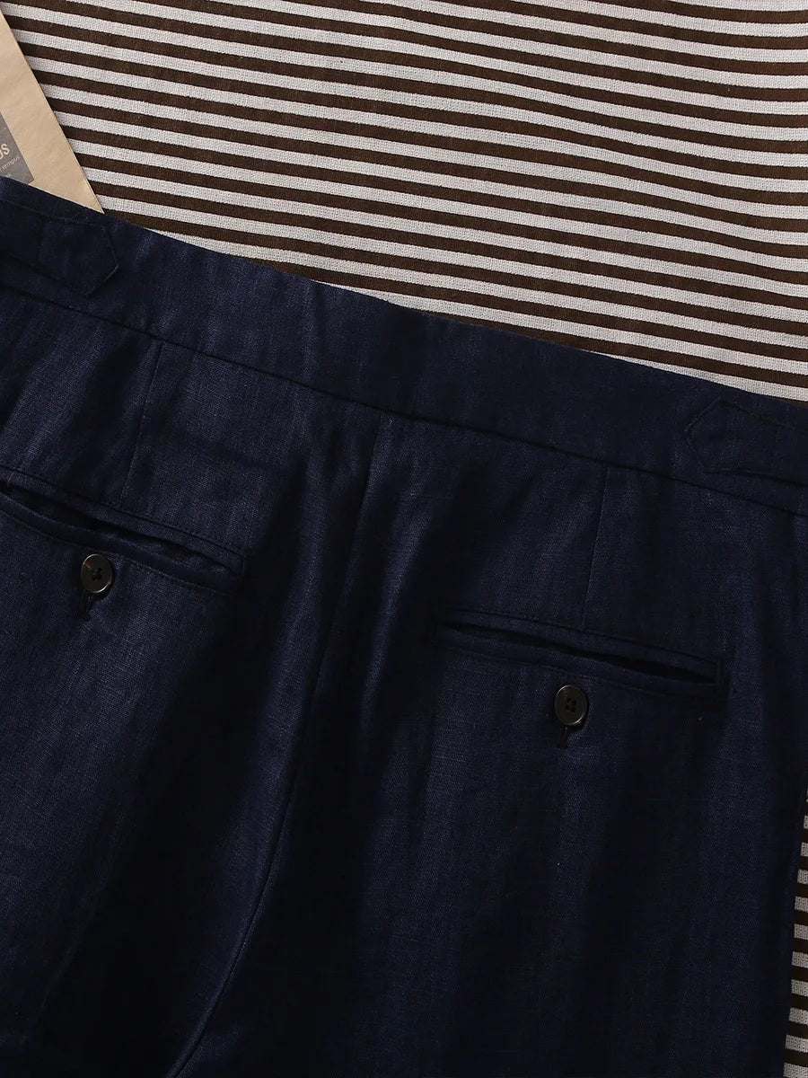 Paris navy blue linen trousers
