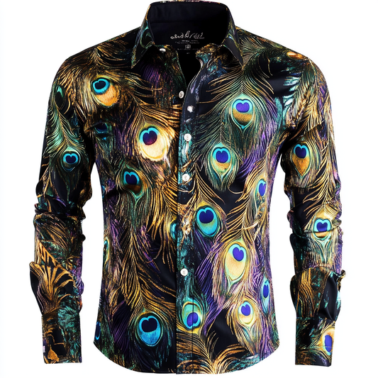 Luxurious Men's Silk Shirt Business Casual Style VIP Exclusive Designer Unique Long Shirt  Comfort High Elasticity