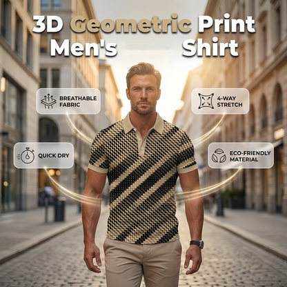 ?Time-Limited Special?Men's Geometric Print Collared Shirts ¨C Muscle Fit, Breathable, Fade Resistant ?