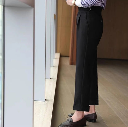 Straight business high-waist trousers
