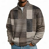 Men's Geometric Plaid Waffle Sweatshirt