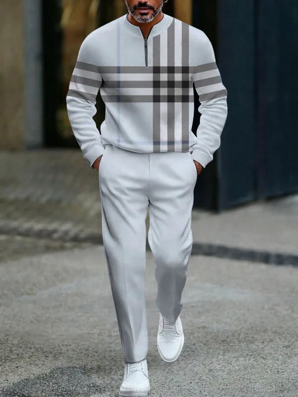 Zipper Long Sleeve Long Pants Two-Piece Set
