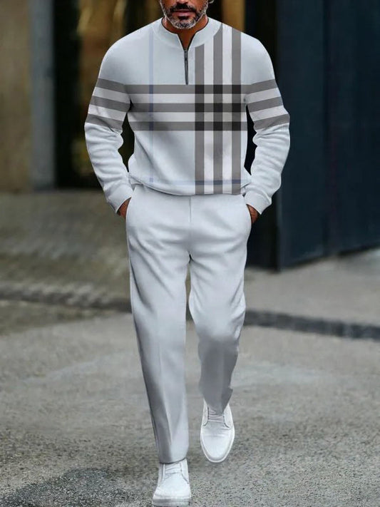 Zipper Long Sleeve Long Pants Two-Piece Set